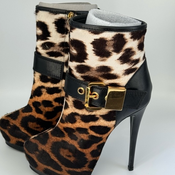 Giuseppe Zanotti Ponyhair Animal Print Ankle Boots Size 36 Brand NWT - Picture 3 of 7